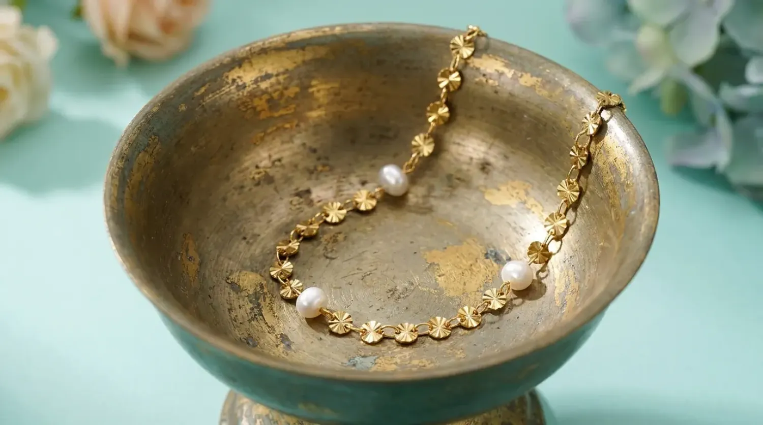 Preview: Edelstahlarmband Pearl Essence mit Perlen